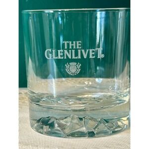 The Glenlivet Scotch Whiskey Glass Tumbler Heavy Base Thistle Emblem